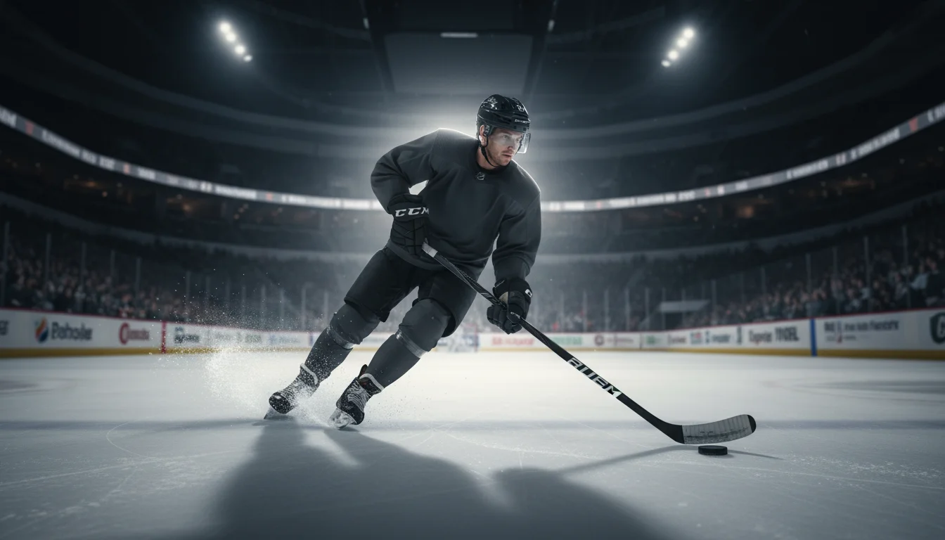 IJshockey weddenschappen: NHL-speler schiet puck op doel tijdens professionele wedstrijd