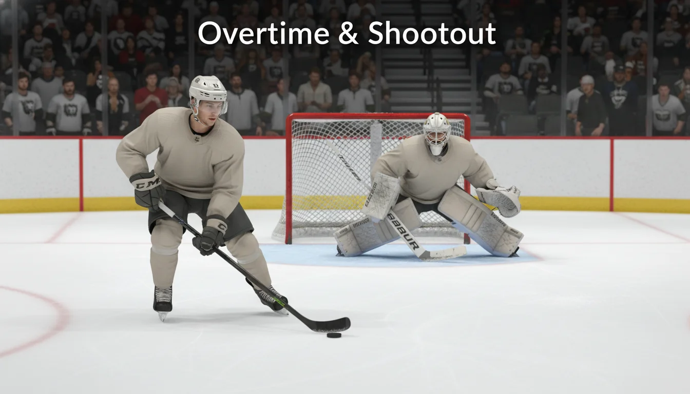 IJshockey shootout: aanvaller één-op-één tegen keeper in overtime